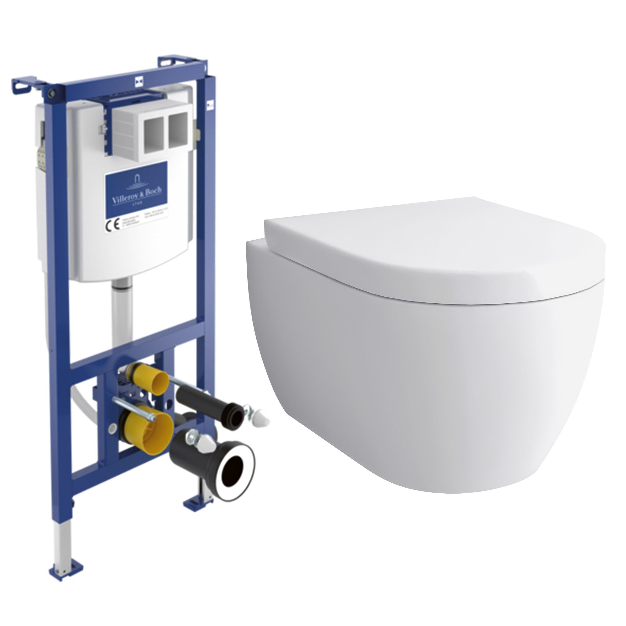 Vorwandelement WC mit Bidet Funktion + Villeroy & Boch Spülkasten und Betätigungsplatte