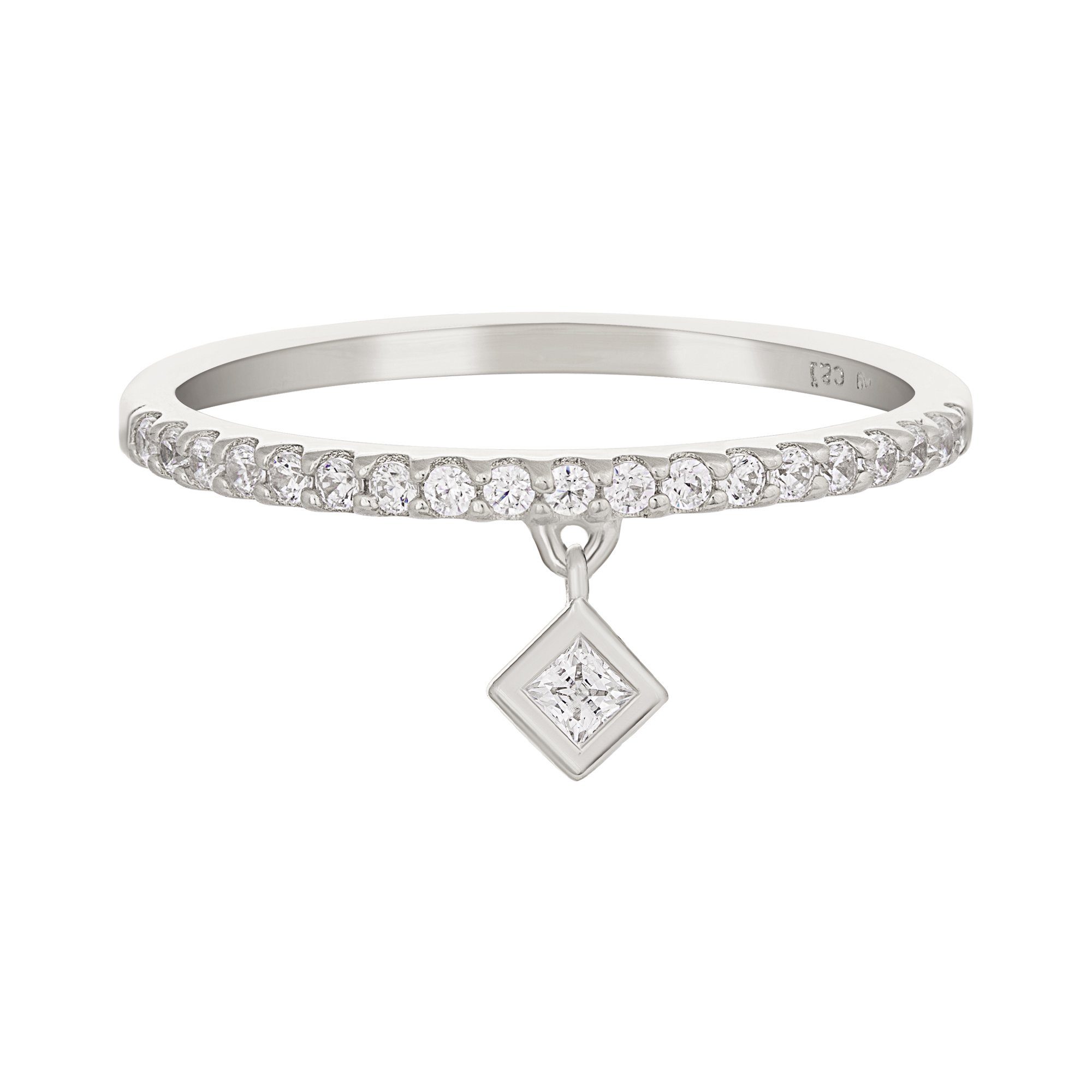 Fingerring 925 Sterling Silber rhodiniert Anhänger Raute Zirkonia