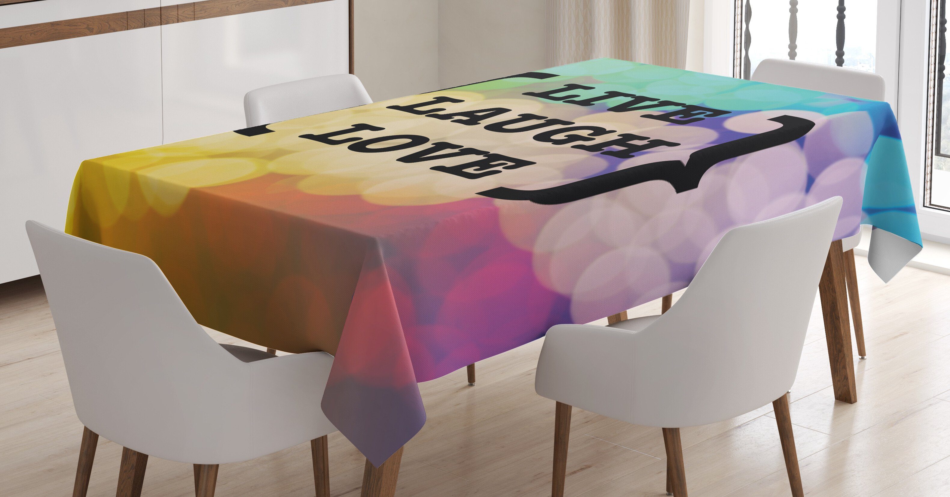 Farben, Waschbar Tischdecke Für Wise Bereich Phrase den Liebe Klare Abakuhaus Lebe lache geeignet Außen Farbfest