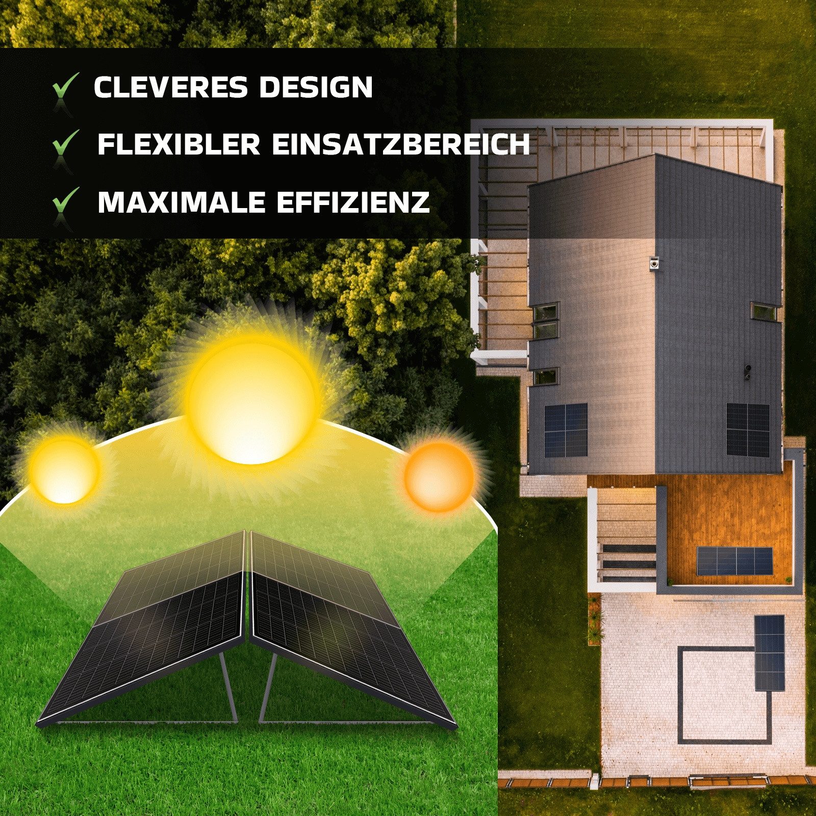 SUNNIVA Solarmodul Solarpanel FULL BLACK Bifazial Glas 500 Watt PV Panel, Monokristallin, (2-St., Setwahl - 1er, 2er oder 4er Set) – Bild 5 von 5
