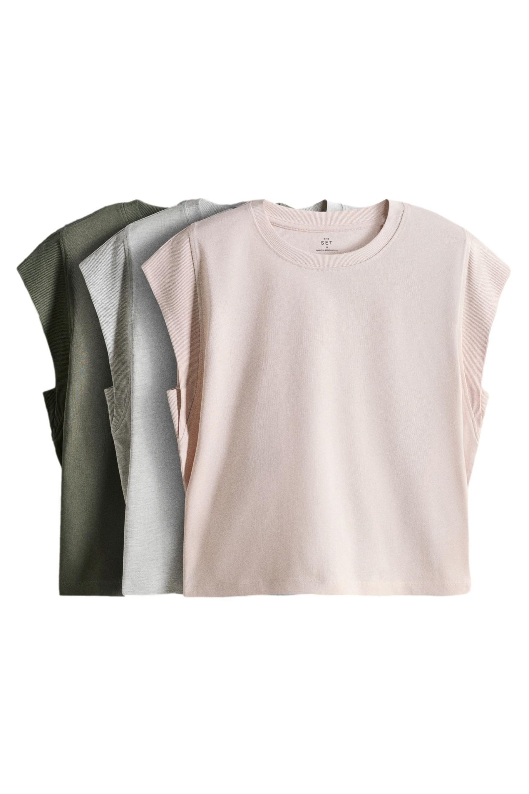 T-Shirt The Set gerippte T-Shirts, 3er-Pack