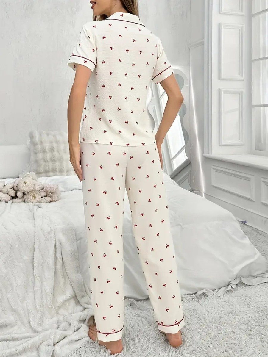 Elegant Love Pyjama Damen Schlafanzug – Nachtwäsche & Loungewear mit Kirsch günstig online kaufen