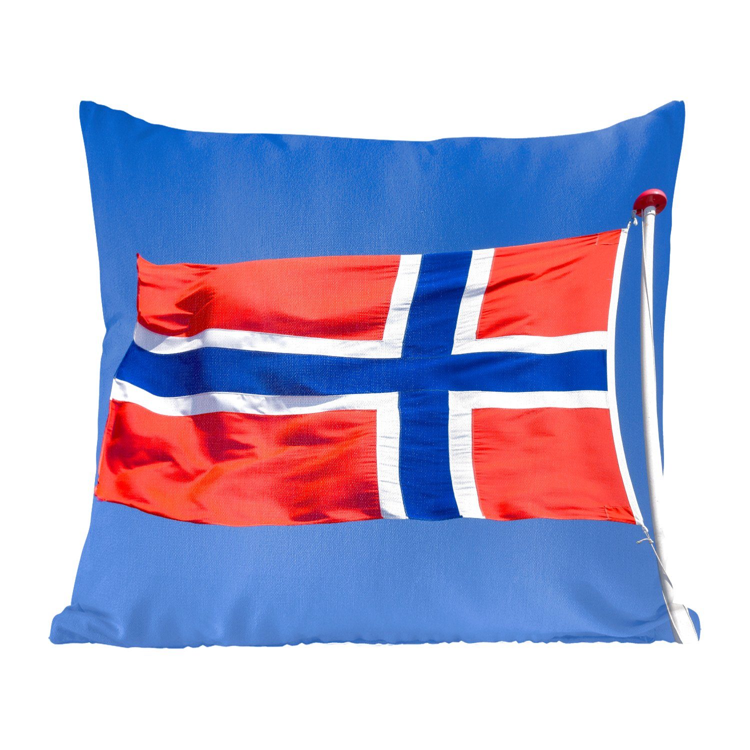 MuchoWow Dekokissen Norwegische Flagge am für Wohzimmer, mit Sofakissen Zierkissen Deko, Himmel, Füllung Schlafzimmer, blauen