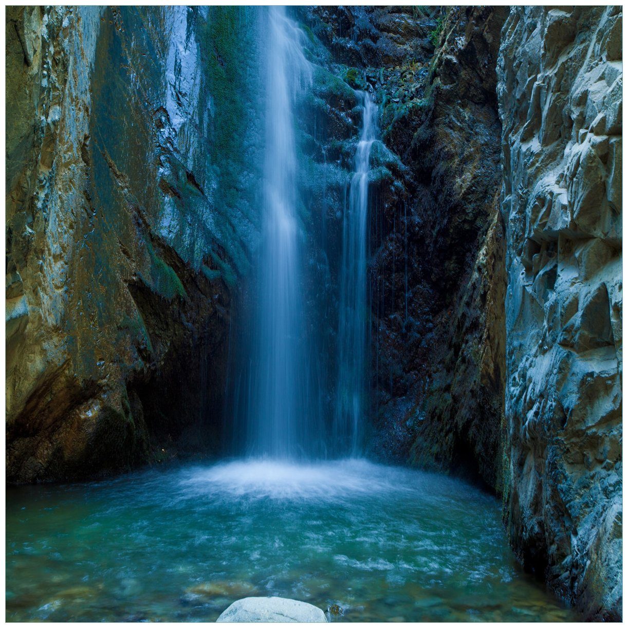 Wallario Glasbild, Wasserfall bei Sonneneinfall, in günstig online kaufen