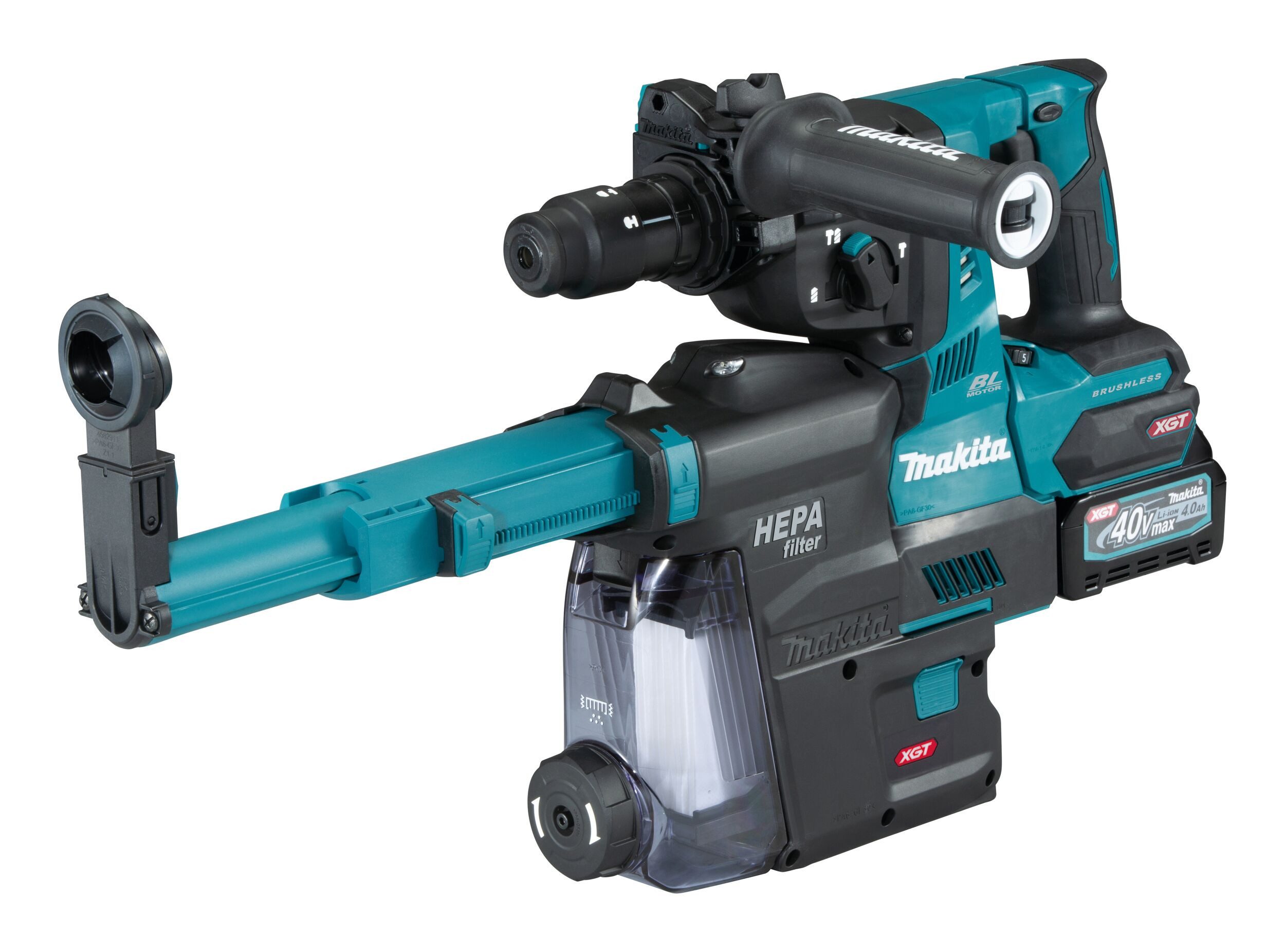 Makita Akku-Kombibohrhammer, 40 V, max. 980 U/min, Kombihammer XGT, HR004GM202, 40V, 28 mm, SDS-PLUS/Bohrfutter, 2 x 4