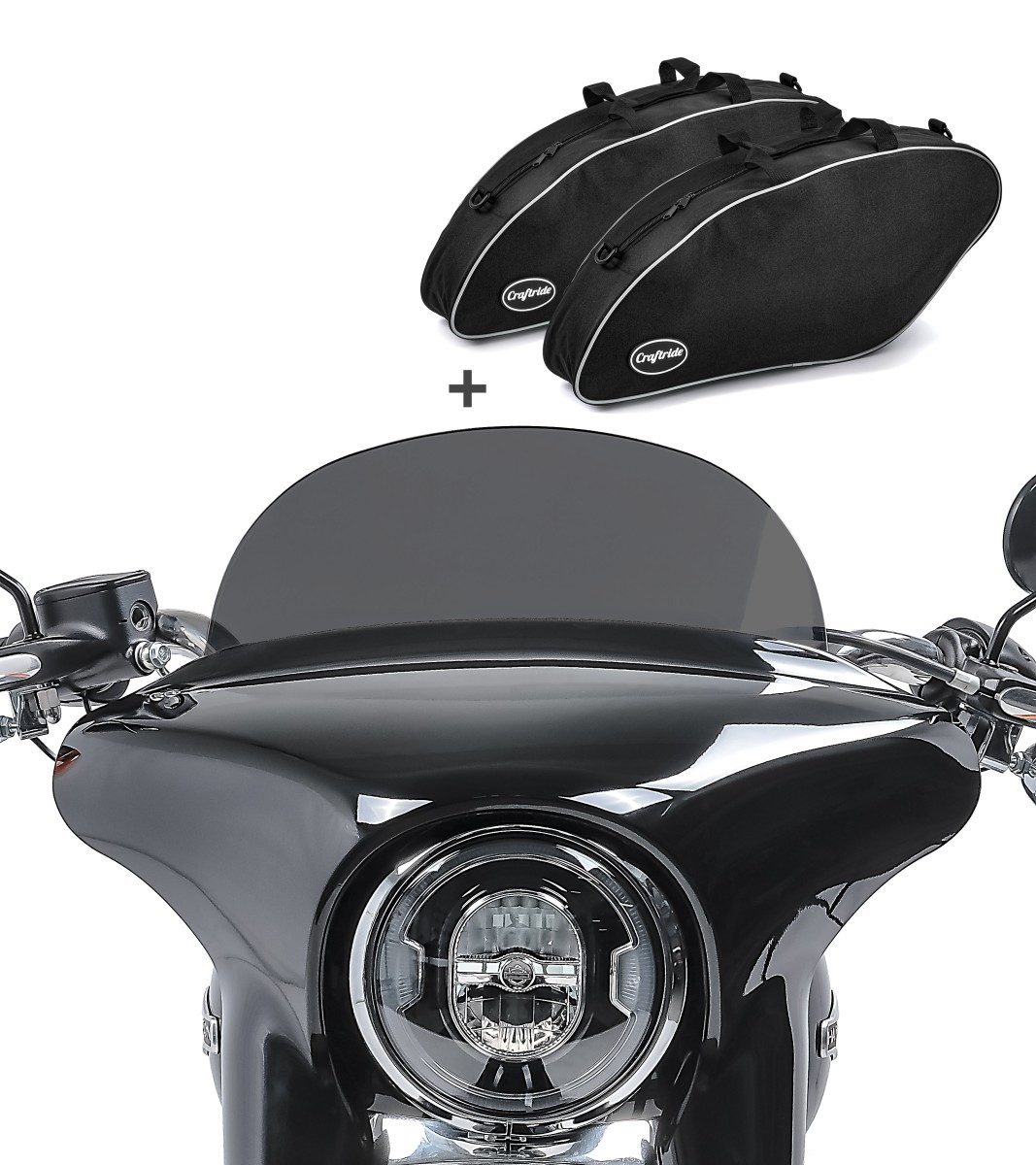 Craftride Motorradhelm-Visier Set Motorrad Windschutz M, Koffer Innentasche für Harley Davidson Spor
