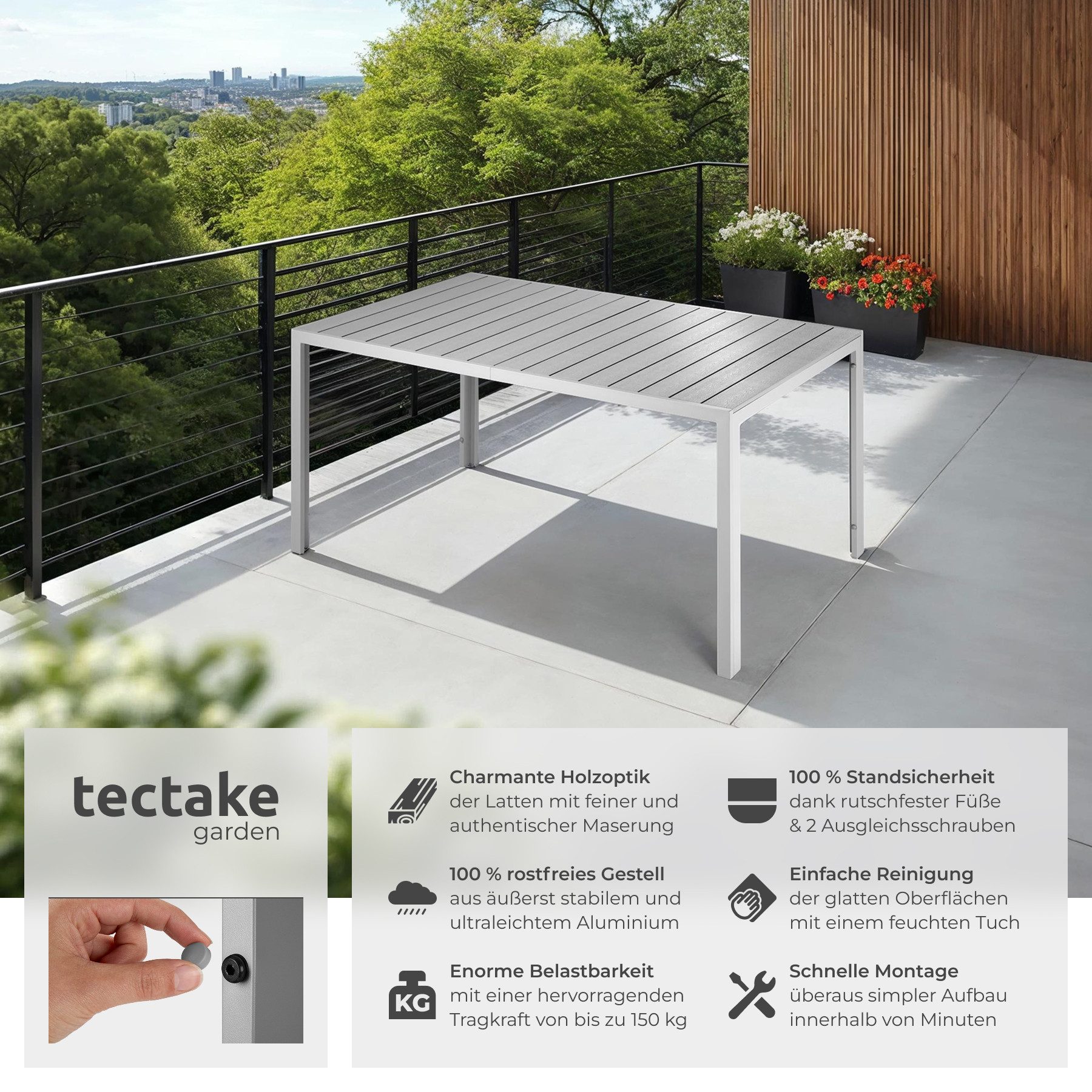 tectake Gartentisch Bianca (1-St., 1 tlg), günstig online kaufen