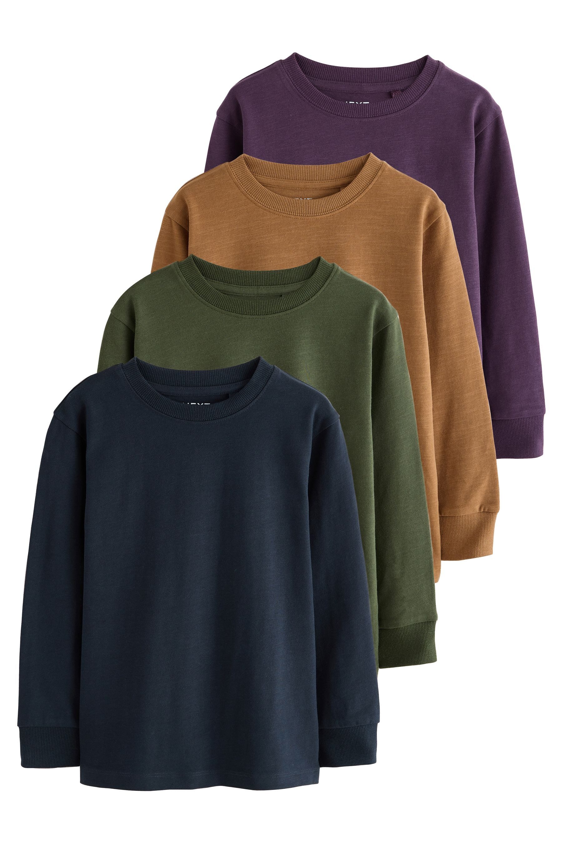 Langarmshirt 4 x Langarmshirts mit Hirschstickerei