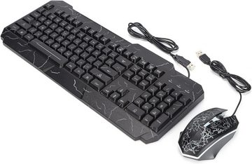 Topiky Kabelgebundene Gaming Kombination, Ergonomische Tastatur- und Maus-Set, mit RGB-Hintergrundbeleuchtung, Multimedia-Tasten