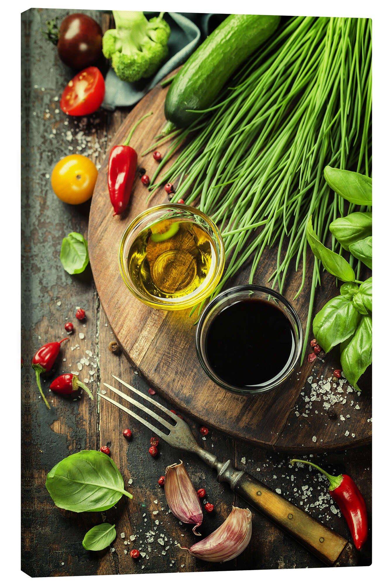 Posterlounge Leinwandbild Editors Choice, Gesundes Bio-Gemüse und Gewürze, Küche Fotografie