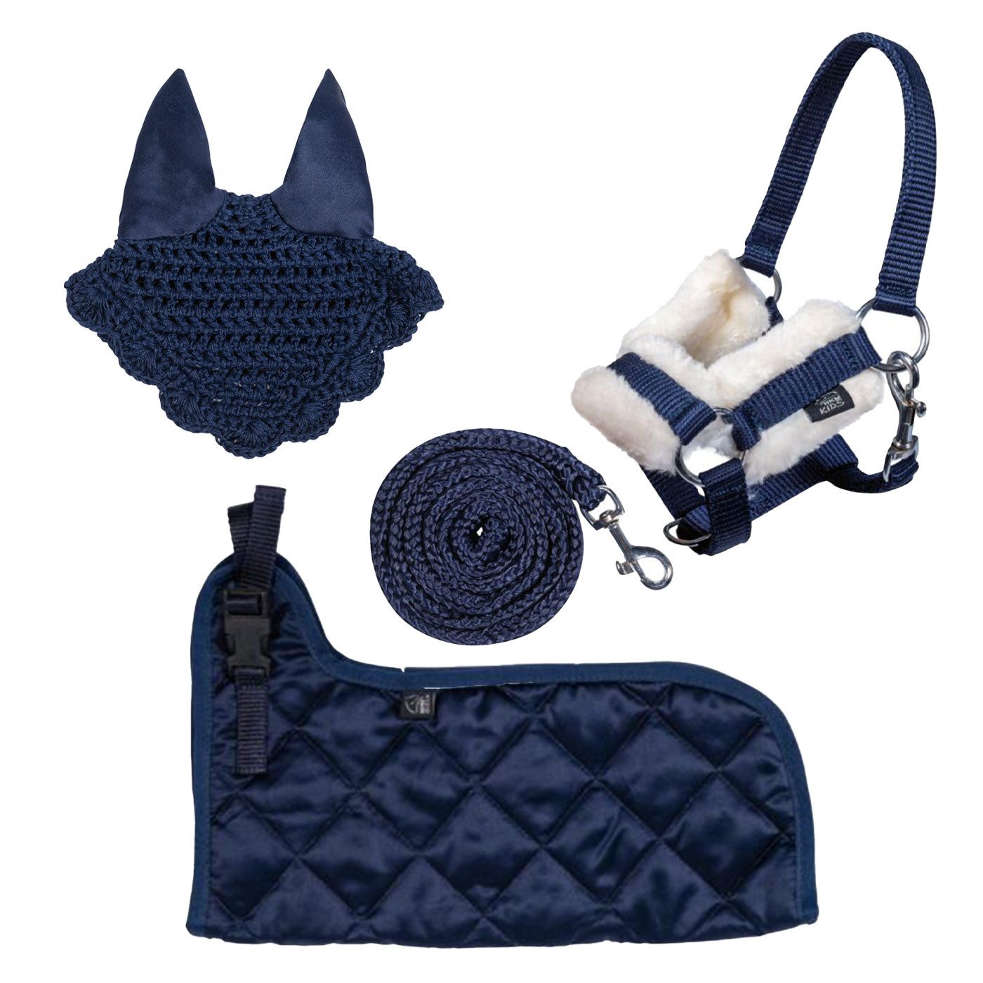 HKM Steckenpferd Hobby Horse Set Halfter, Strick, Decke & Fliegenhaube, GRATIS Strirnriemen
