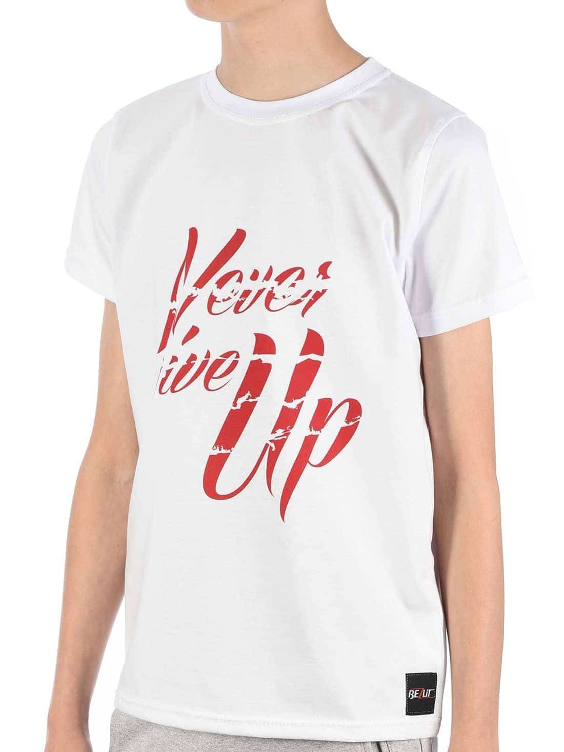 Give T-Shirt BEZLIT mit Up mit casual, (1-tlg) Weiß T-Shirt Schriftzug Never Jungen
