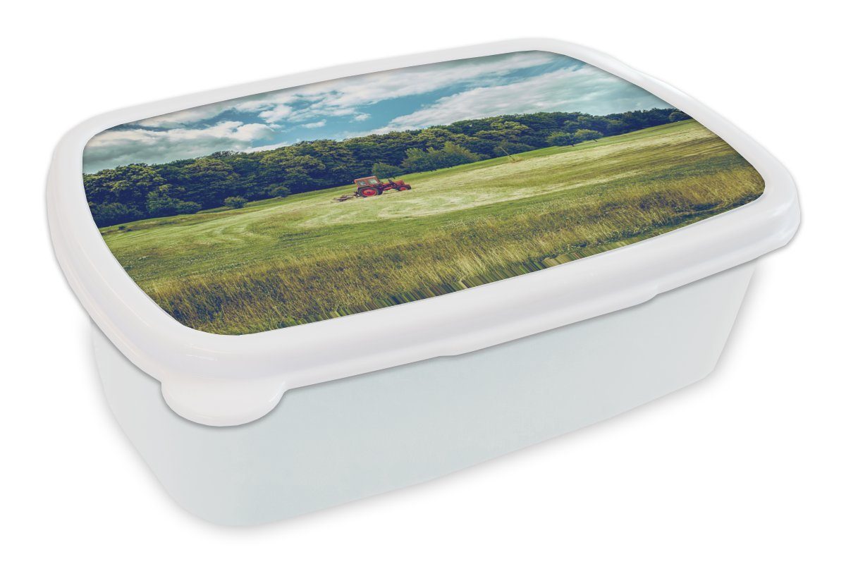Brotdose, Kunststoff, für Kinder Baum für Brotbox und - und Mädchen Erwachsene, Schilf, Jungs weiß MuchoWow (2-tlg), - Lunchbox Traktor