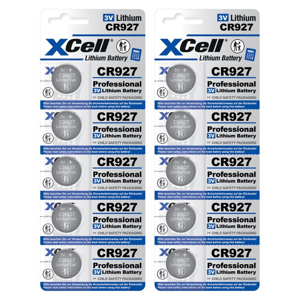 XCell 10x XCell CR927 Lithium-Knopfzelle 3V 30mAh (2x 5er-Blister) Knopfzelle
