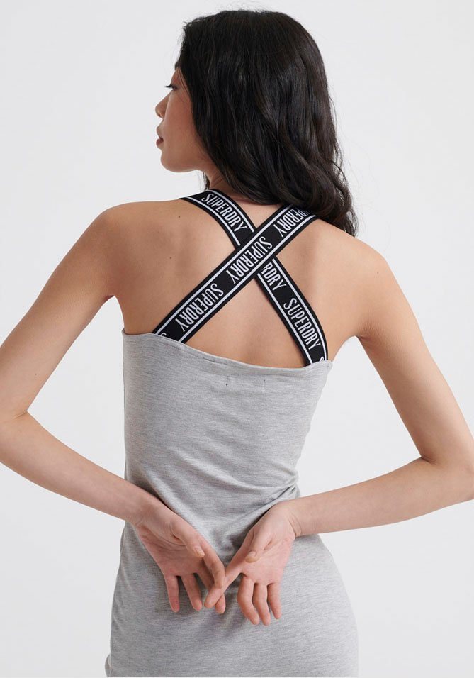 Superdry Jerseykleid »CITY JACQUARD BODYCON DRESS« mit elastischen Trägern in grau