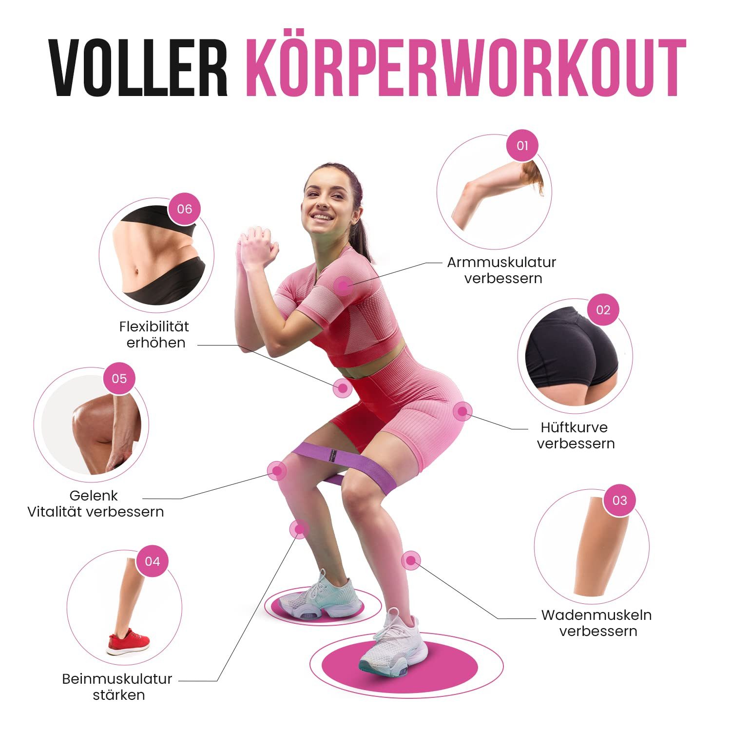 SURFOU Trainingsbänder Fitnessbänder Resistance Bands Set mit 3 Stärken Widerstandsbänder, Rutschfest, Elastisch mit Tragetasche für Pilates, Yoga, Krafttraining