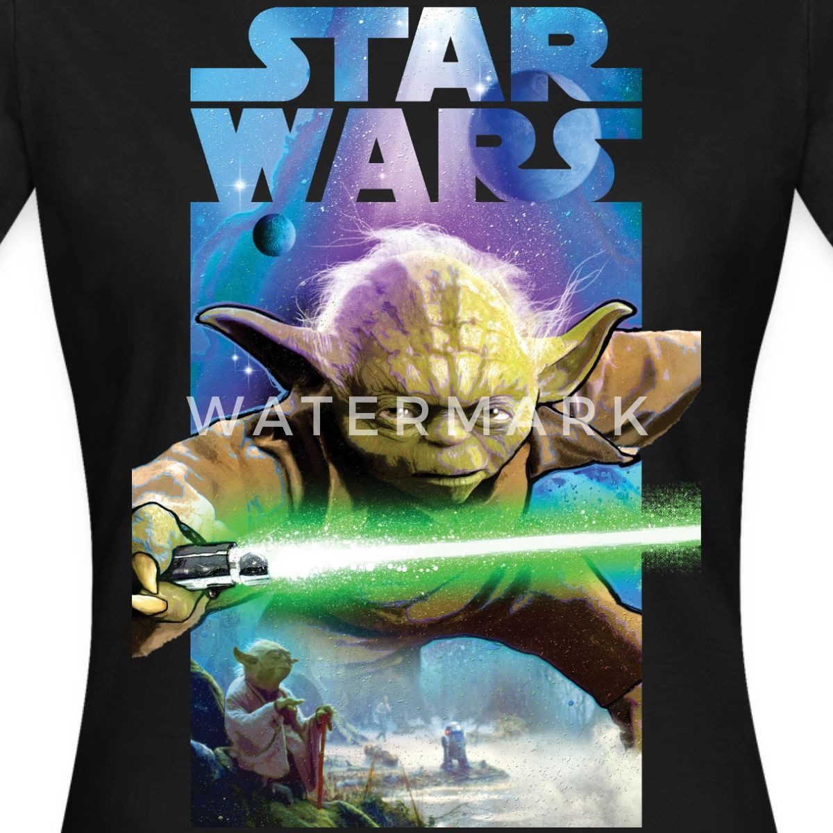 Spreadshirt T-Shirt Star Wars Meister Yoda Und Grünes Lichtschwert Frauen T-Shirt (1-tlg)