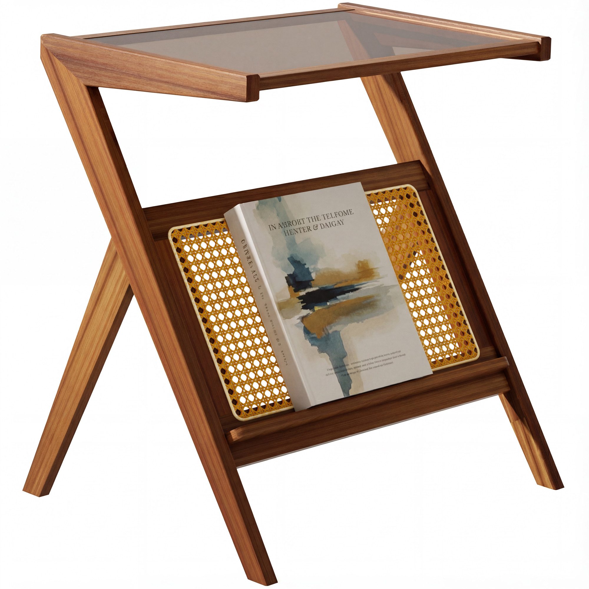 Estiliza Beistelltisch Sofatisch aus Bambus mit Glastischplatte (1-St), 50×36×56 cm – für Wohnzimmer & Schlafzimmer