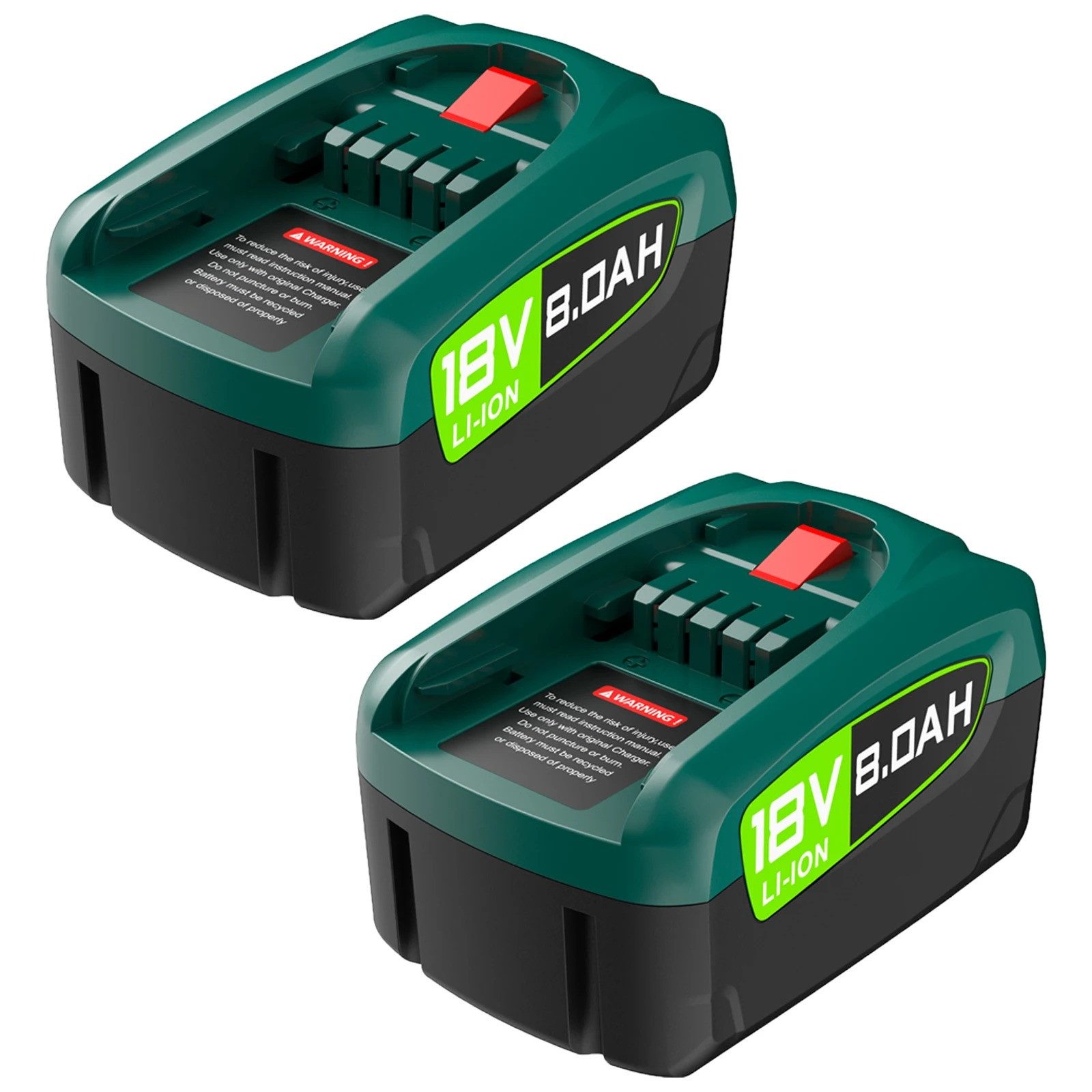 Athlix 2x Akku für Bosch 8000 mAh 18 V Ersatz Batterie AL1880CV AL1810CV Akkupacks (18 V), 2er Pack, 18 V, 8.000 mAh langlebige Akkus