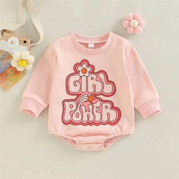 suebidou Body Baby & Kleinkind Langarm Onepiece "Girl Power" rosa weich und bequem Sweatshirt-Look