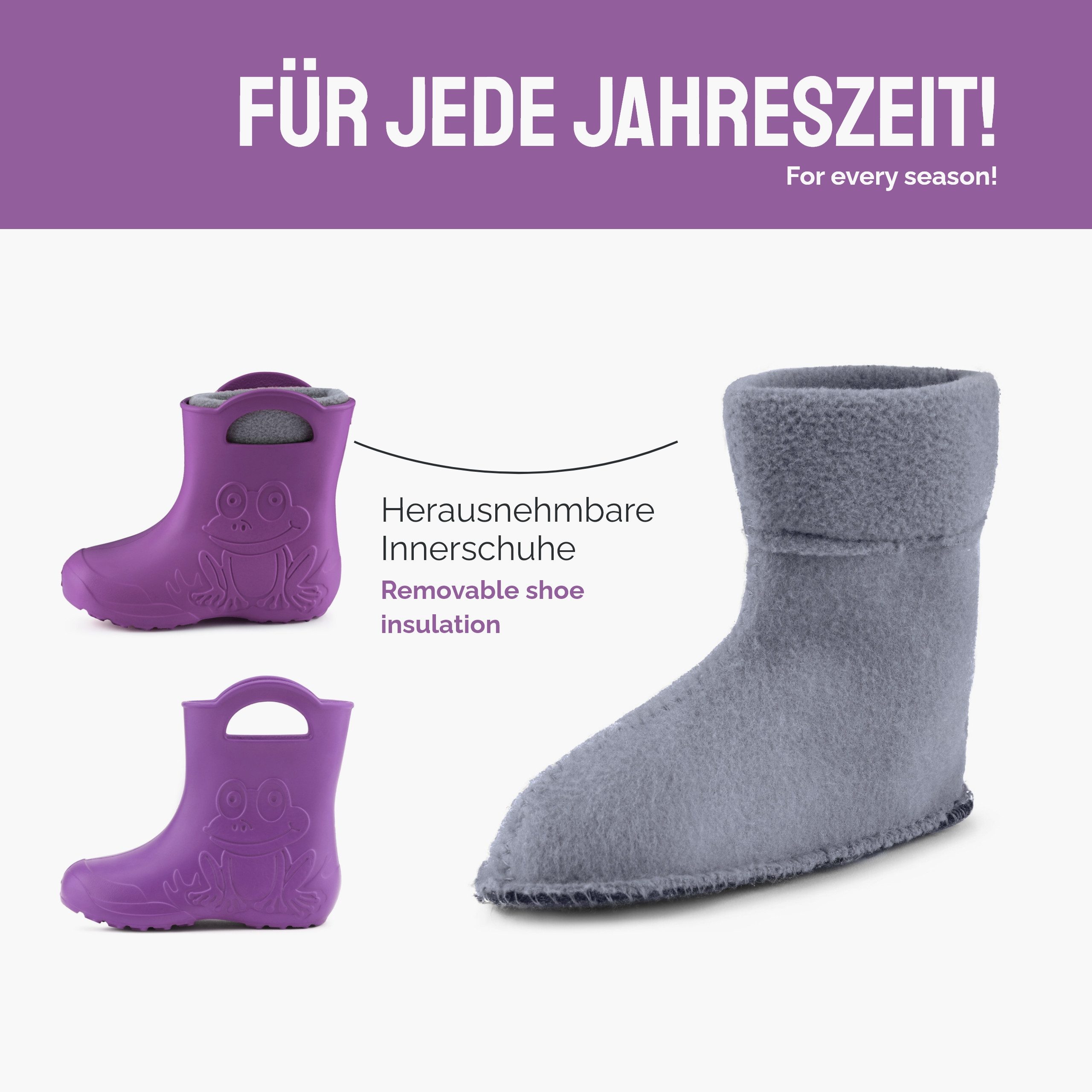 Ladeheid Kinder EVA federleichte Regenschuhe LA-CA-03 Gummistiefel mit herausnehmbares Innenfutter – Bild 4 von 5