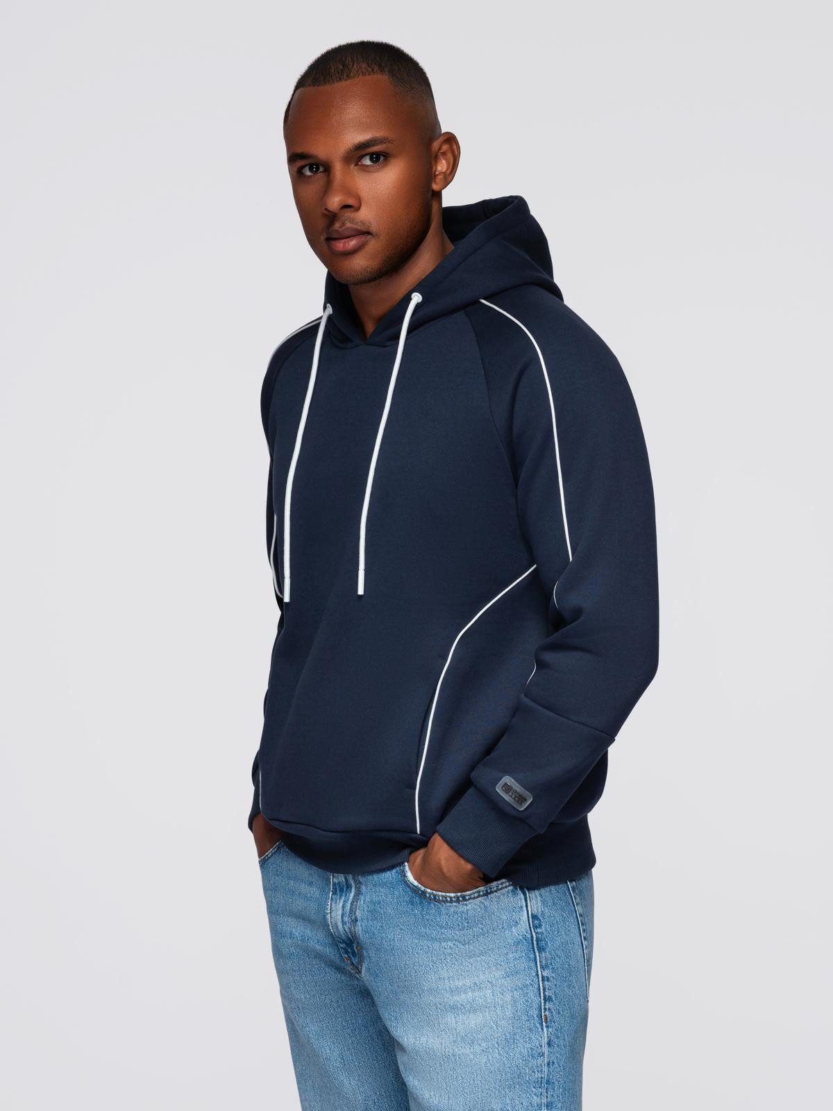 Kapuzensweatshirt Kapuzenpullover mit kontrastierenden Nähten