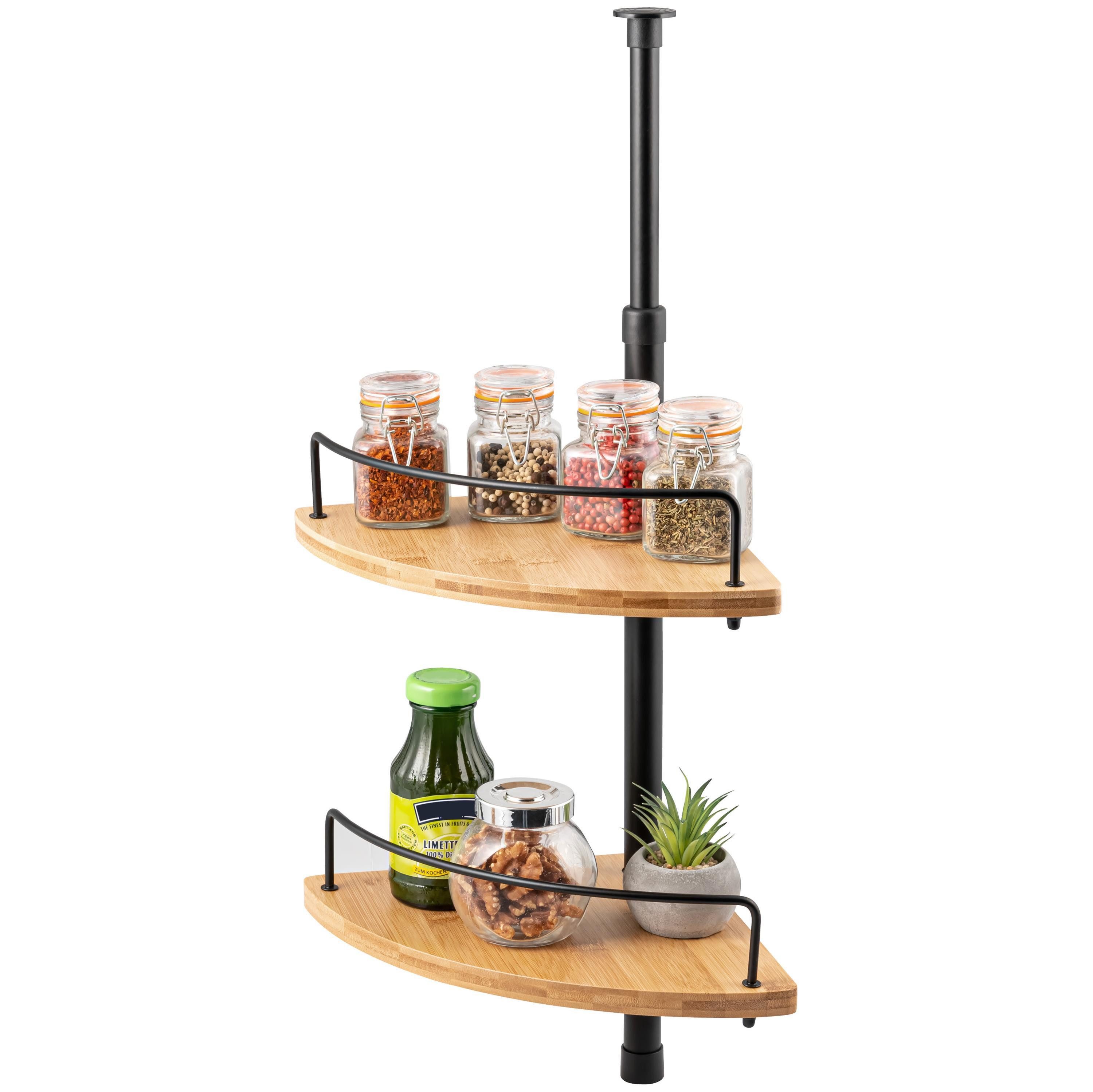 bremermann Eckregal Teleskop-Eckregal, Teleskopgewürzregal, 2 Полки, Bambus, schwarz
