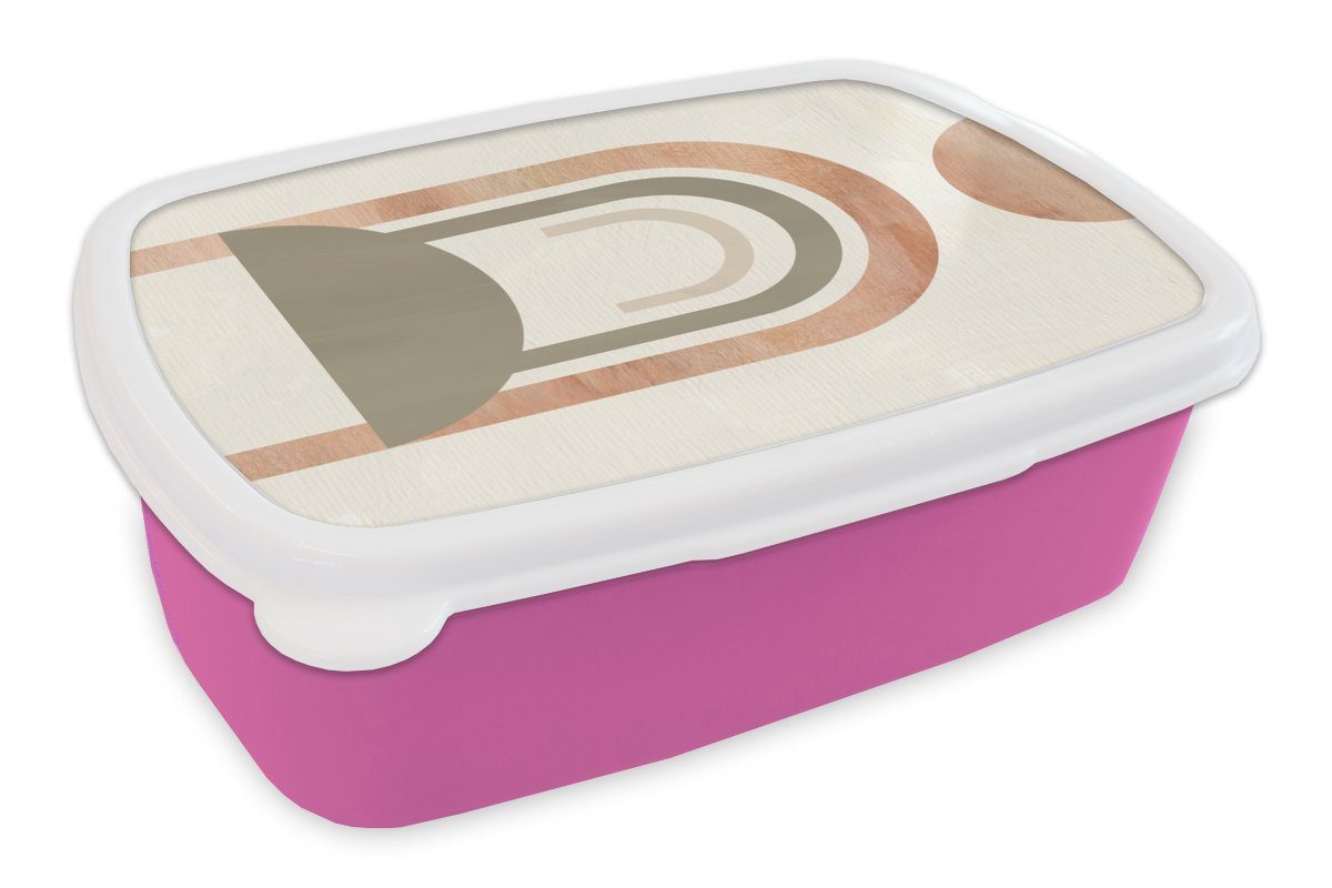 MuchoWow Lunchbox Kreis - Abstrakt - Design, Kunststoff, (2-tlg), Brotbox für Erwachsene, Brotdose Kinder, Snackbox, Mädchen, Kunststoff rosa