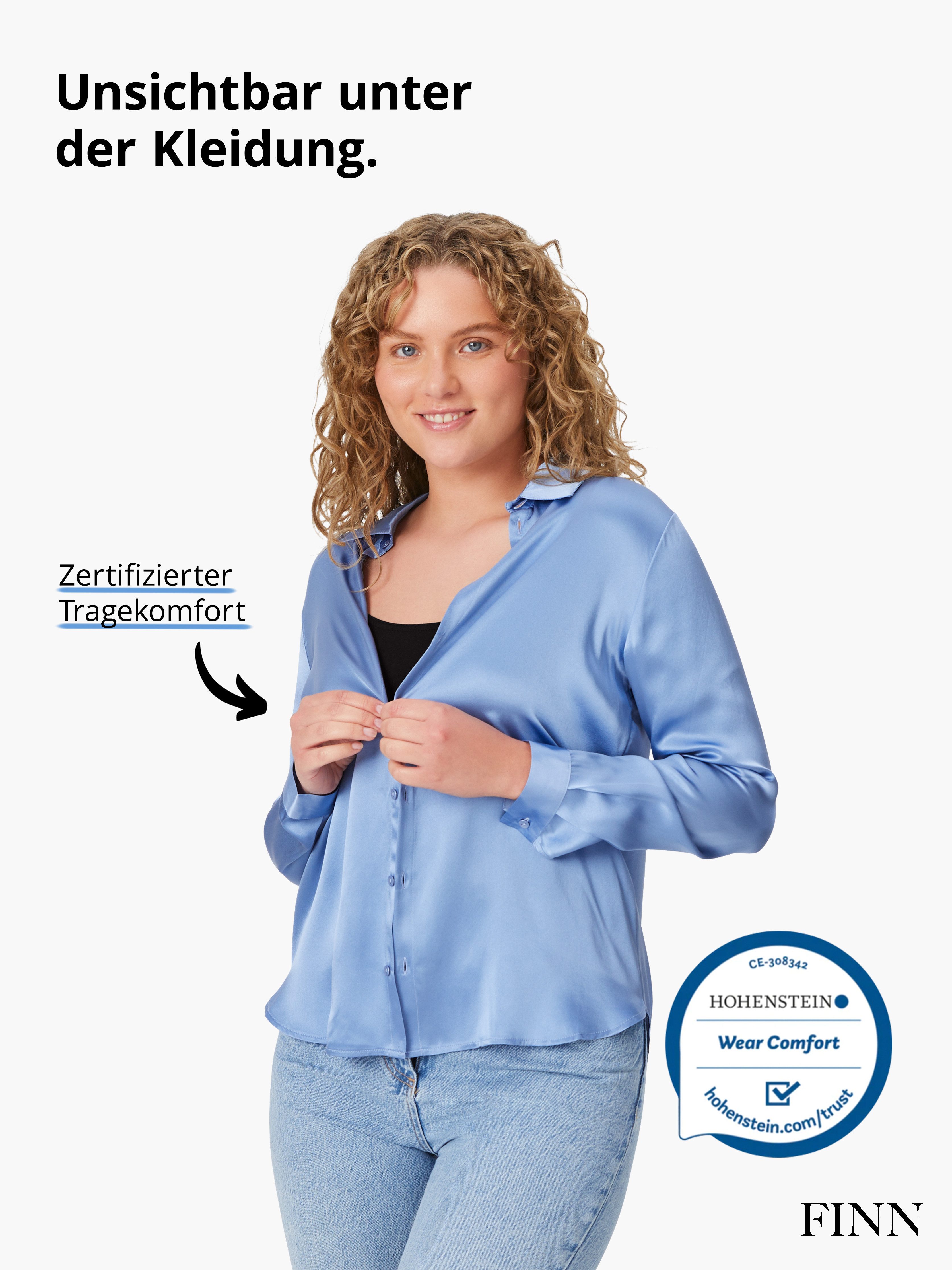 FINN Design Unterhemd Anti-Schweiß Shirt Damen mit integrierten Achselpads Garantierter Schutz vor Schweißflecken und Schweißgeruch