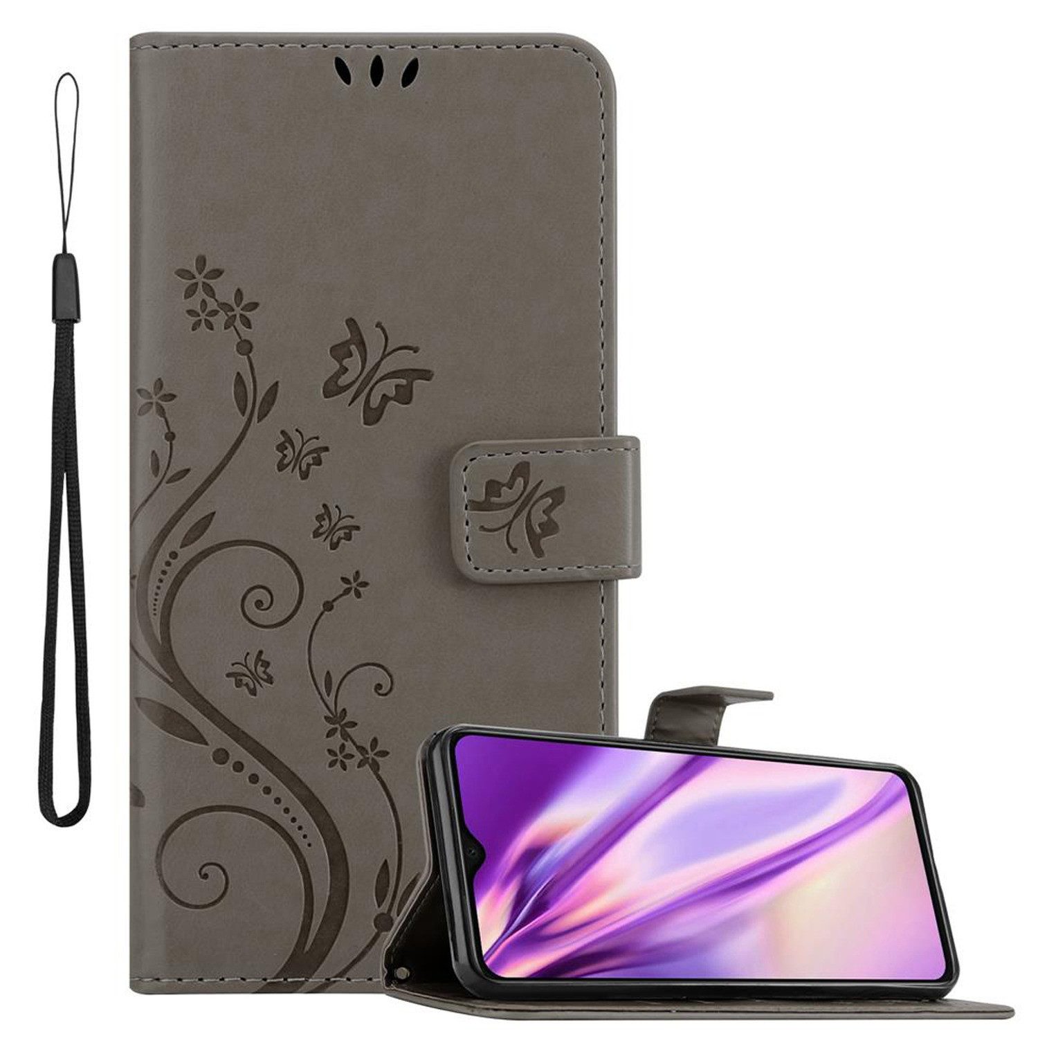 Cadorabo Handyhülle für Xiaomi RedMi NOTE 8 PRO Hülle Xiaomi RedMi NOTE 8 PRO, Hülle Schutzhülle Blumen Flower mit Standfunktion Kartenfach Magnet