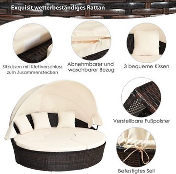 KOMFOTTEU Sonneninsel Polyrattan, 192 x 177 x 146 cm, mit faltbarem Dach