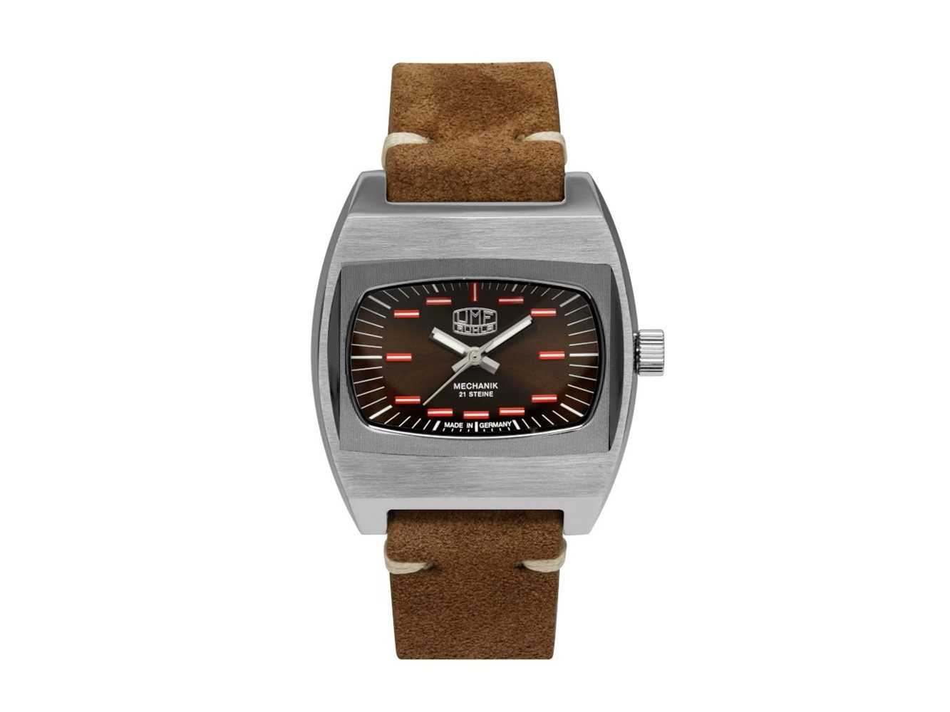 UMF Ruhla Mechanische Uhr Mechanikuhr in braun - Limitierte ZARIA Edition mit nur 499 Stück, für Freunde mechanischer Sammleruhren mit Handaufzug - Made in Germany