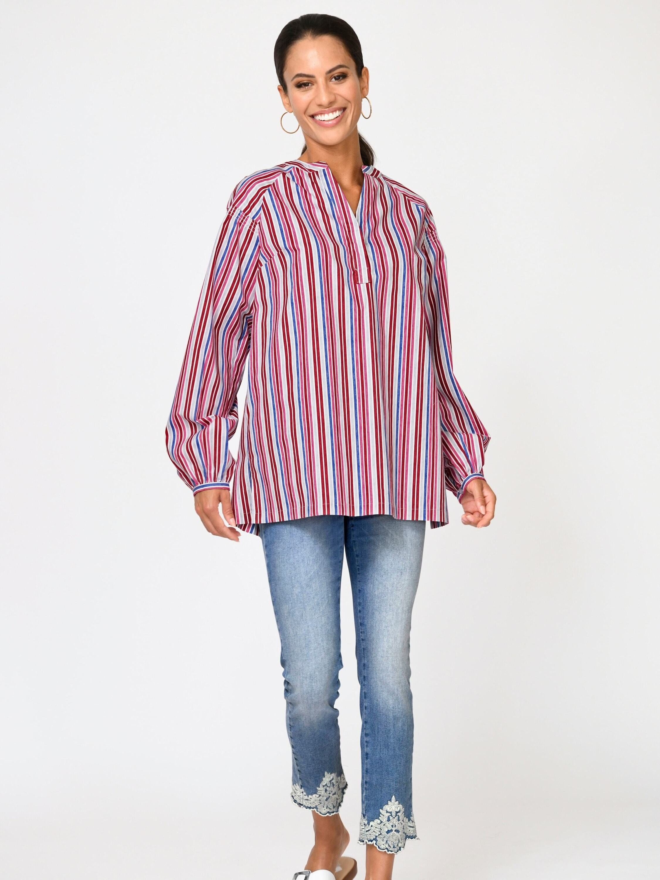 Alba Moda Tunika Bluse mit verschiedenfarbenen Streifen