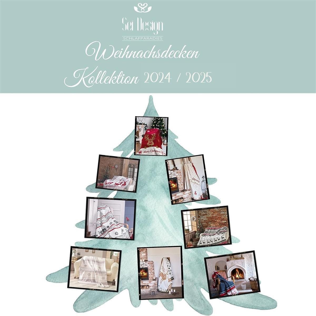 Plaid Weihnachtsplaid Kuscheldecke 150x200 Weihnachtliche Motive Fleece, SEI Design, Deko Wohnzimmer Überwurf für Couch