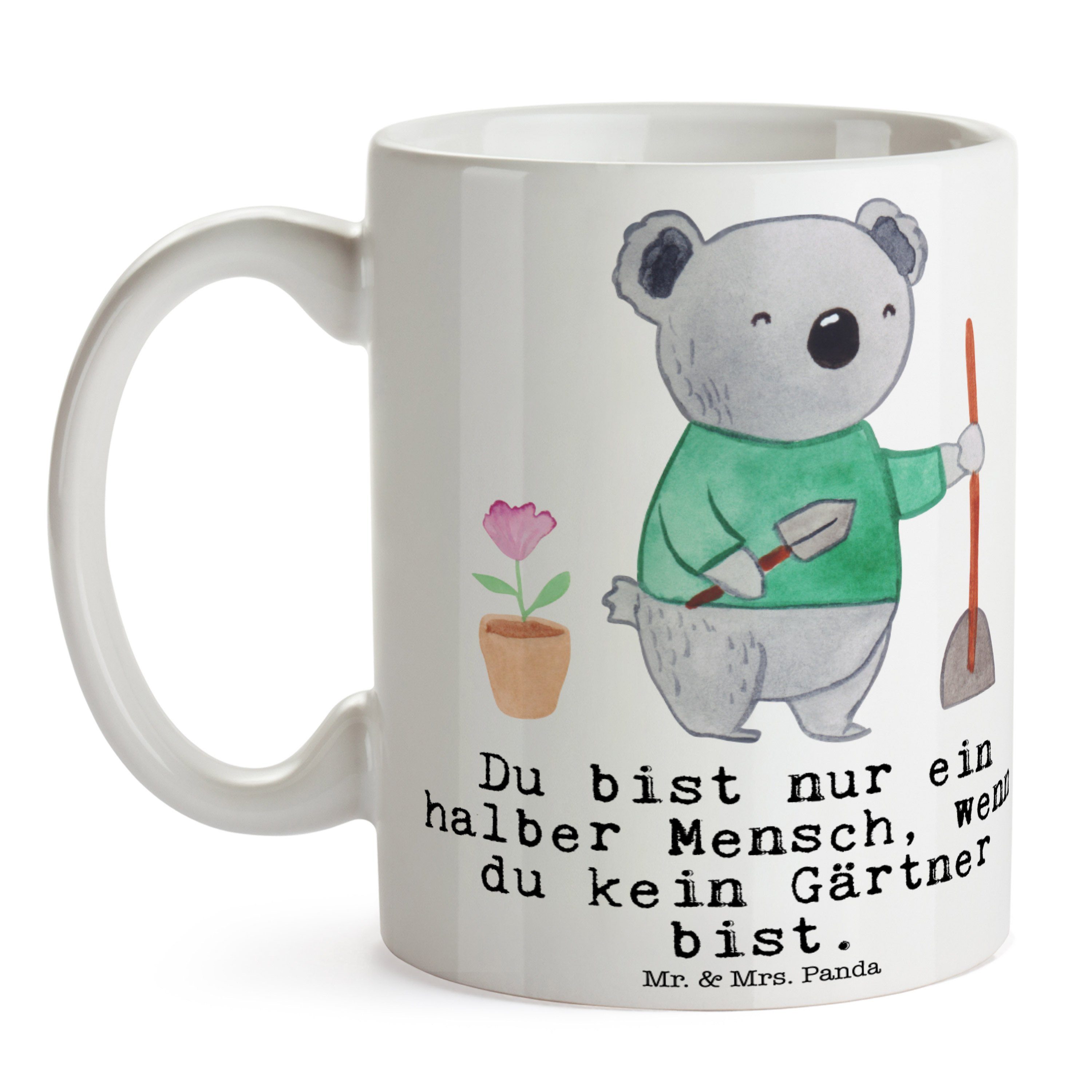 Mr. & Mrs. - - Tasse Herz Weiß Geschenk, Keramik Panda Firma, Gärtner Gartenbau, Kaffeebecher, mit T