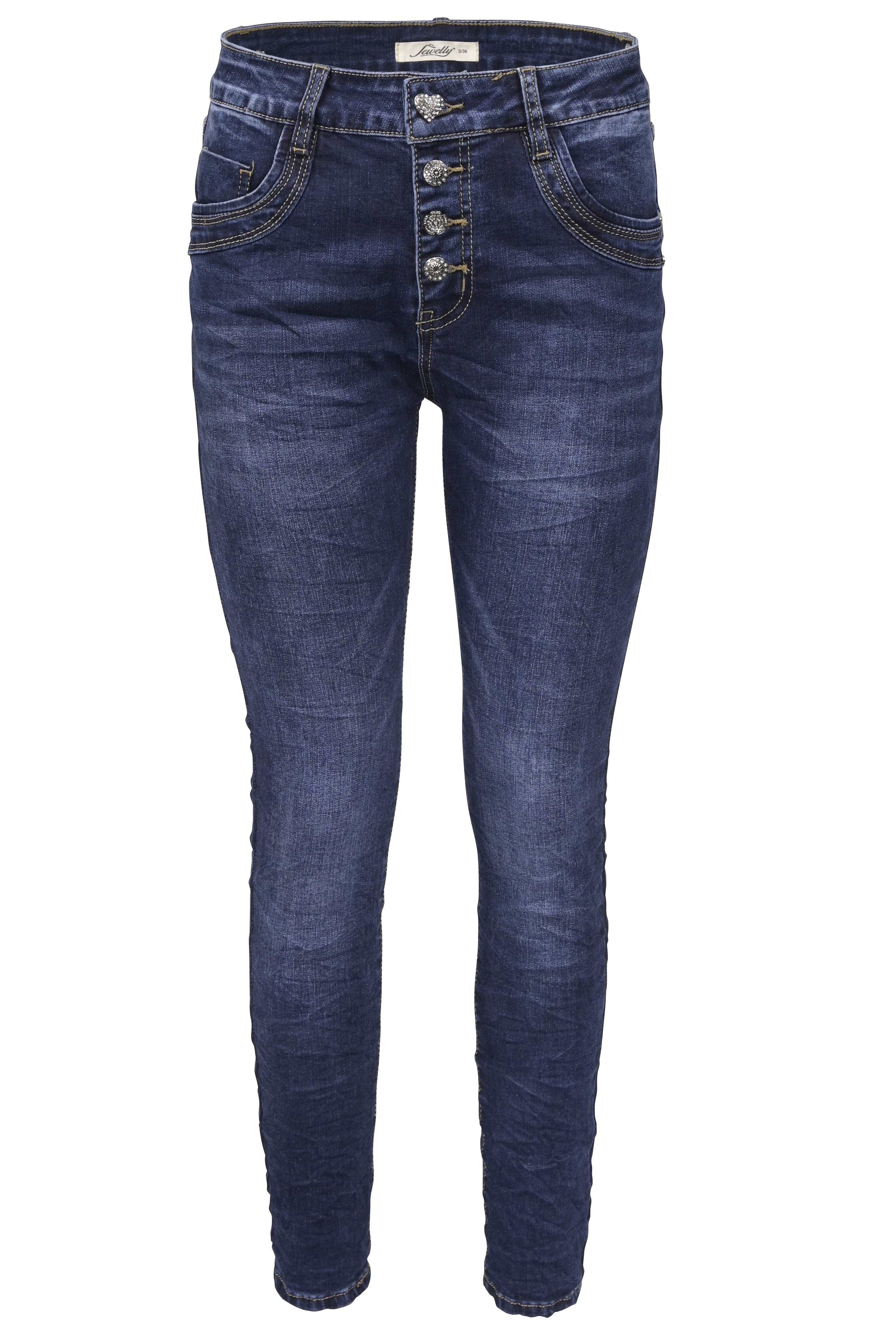 Jewelly Regular-fit-Jeans Jeans, Stretch Jeans Five-Pocket im Crash-Look