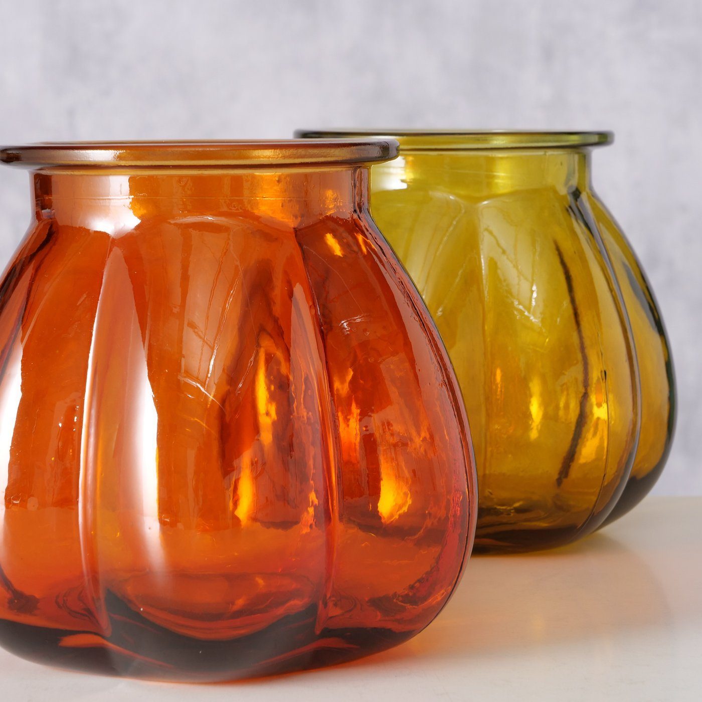 BOLTZE Dekovase 2er Set "Tangerine" aus Glas in gelb/orange, Vase Blumenvase | Dekovasen