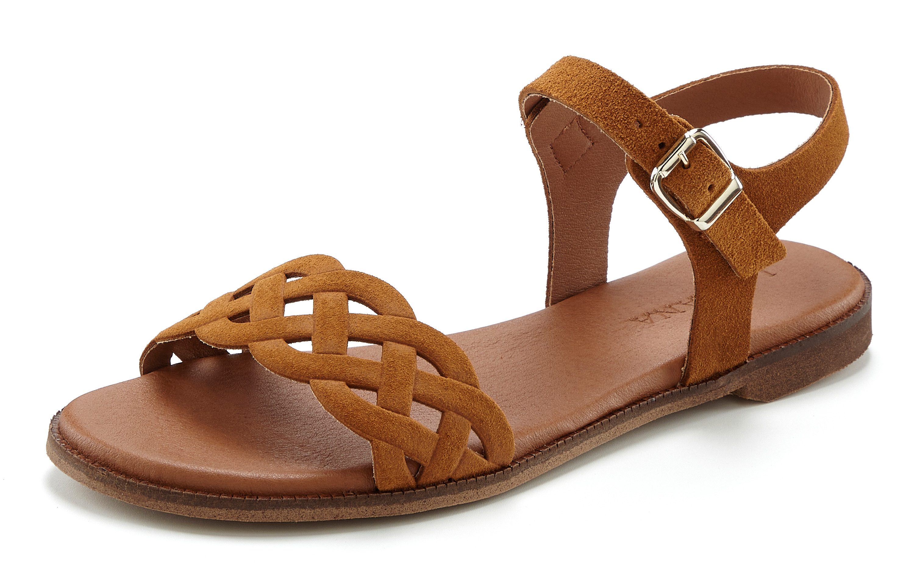 LASCANA Sommerschuh Sandale Sandalette, Sommerschuh aus Leder mit Cut-Outs günstig online kaufen