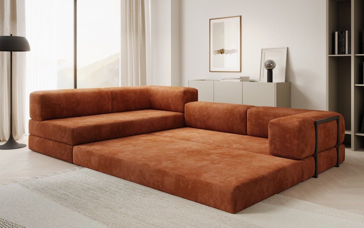Luxusbetten24 Sofa Designer Sofa Lazy L, mit Aufklappfunktion und Cordbezug günstig online kaufen