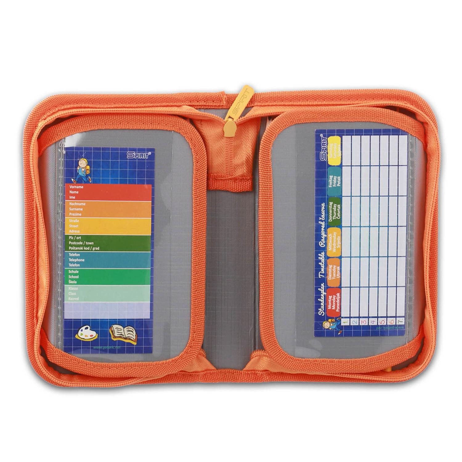 Spirit Federmäppchen SPIRIT Schüler Etui 28 teilig 1-Zipper Mäppchen ABS BLUE CUBE blau