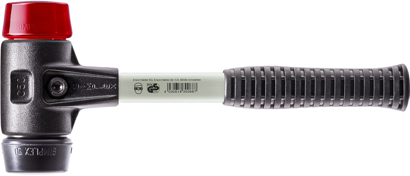 Halder KG Hammer SIMPLEX-Schonhämmer, mit verstärktem Stahlgussgehäuse und Fiberglasstiel Ø=60 mm 3726.060 | Hammer