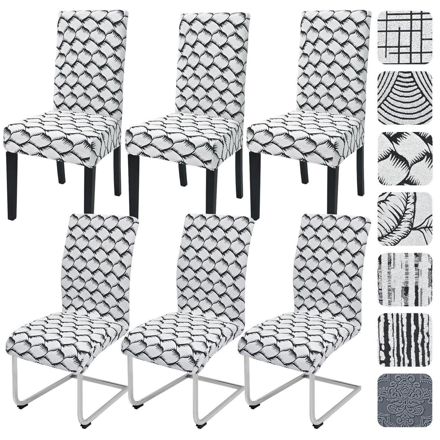 LuxusKollektion Stuhlhusse Stuhlhussen Stretch Jacquard 6er Esszimmerstühle Flocke 6er Set