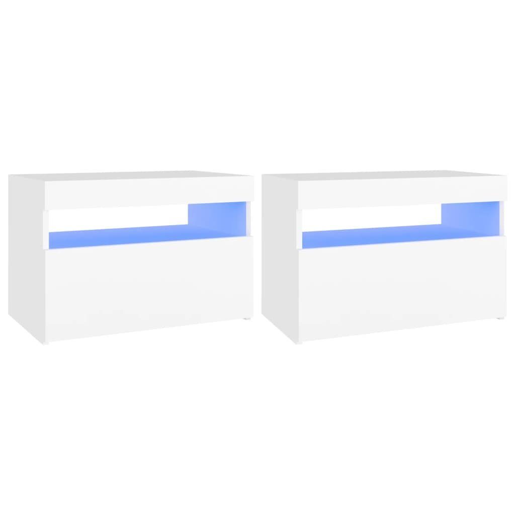 vidaXL TV-Schrank NA TV-Schränke mit LED Leuchten 2 Stk Weiß 60x35x40 cm Lowboard Lowboa