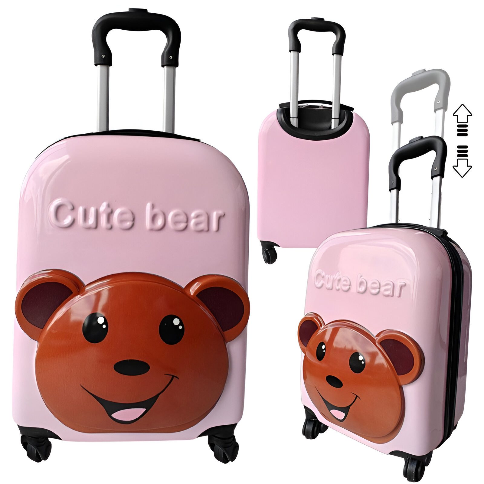 Kinderkoffer Teddy Bär 3D Kinder Trolley Kinderkoffer ABS Kindertrolley 44x31x22 cm