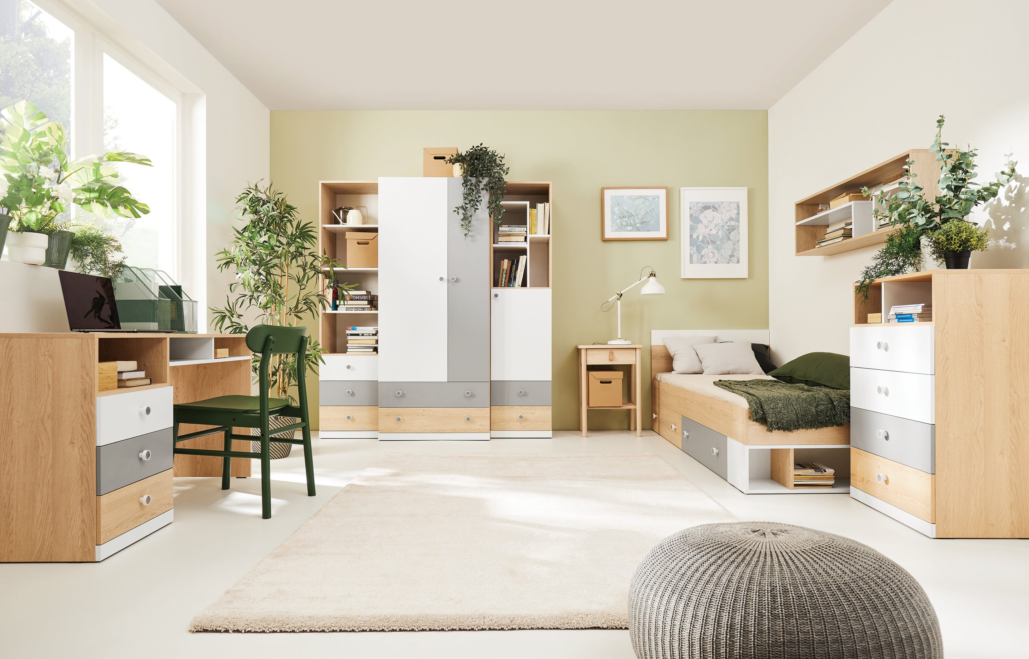 Masseno Drehtürenschrank BRERA 80 cm Kleiderschrank 2 Türen und 2 Schubladen Grau