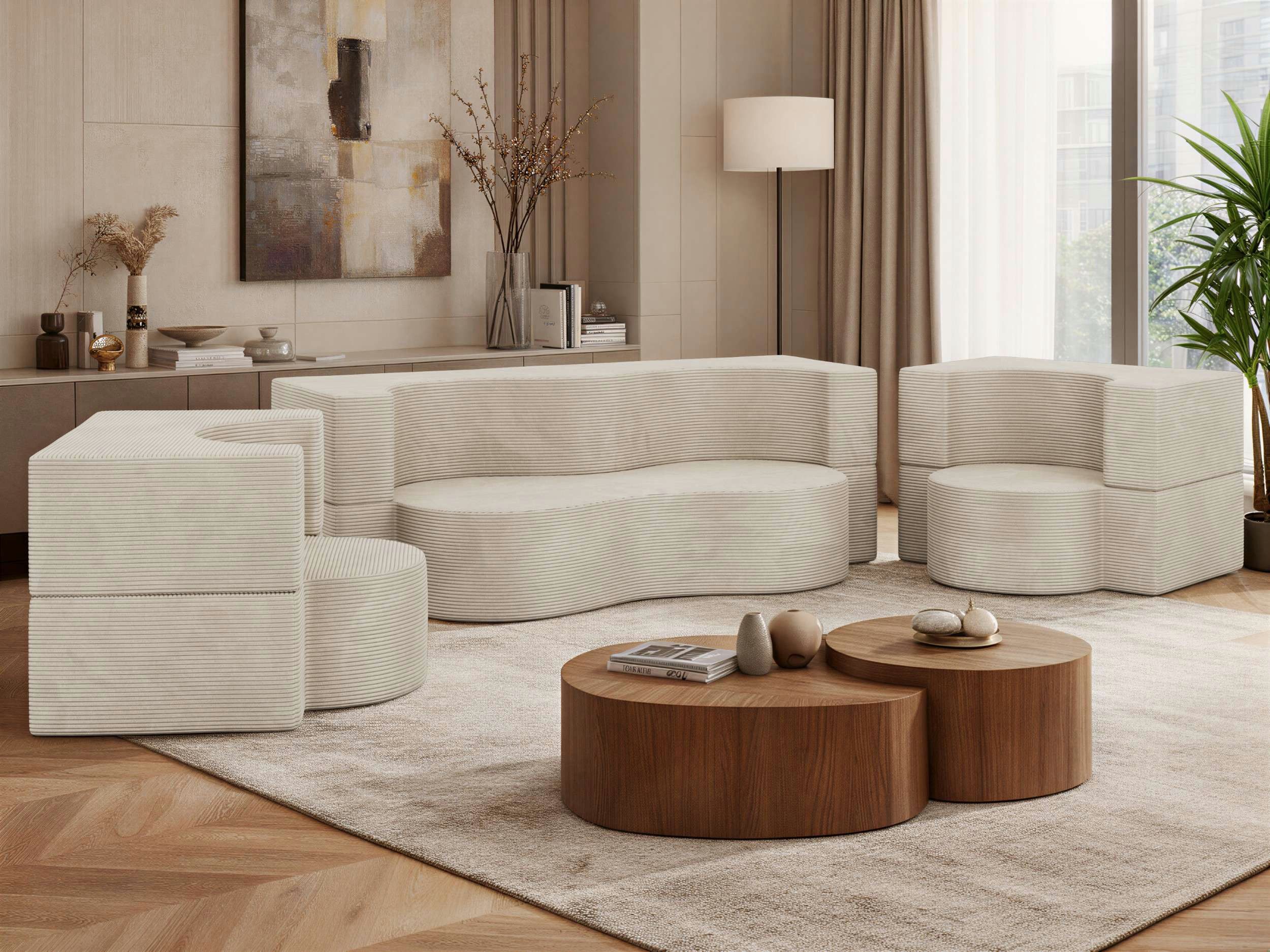 MKS MÖBEL Polstergarnitur SANOA, (2 + 1 + 1 Set, bestehend aus 2x Sessel und 1x 2-Sitzer), mit Schlaffunktion, Schaumstoff Sofa Set 2+1+1