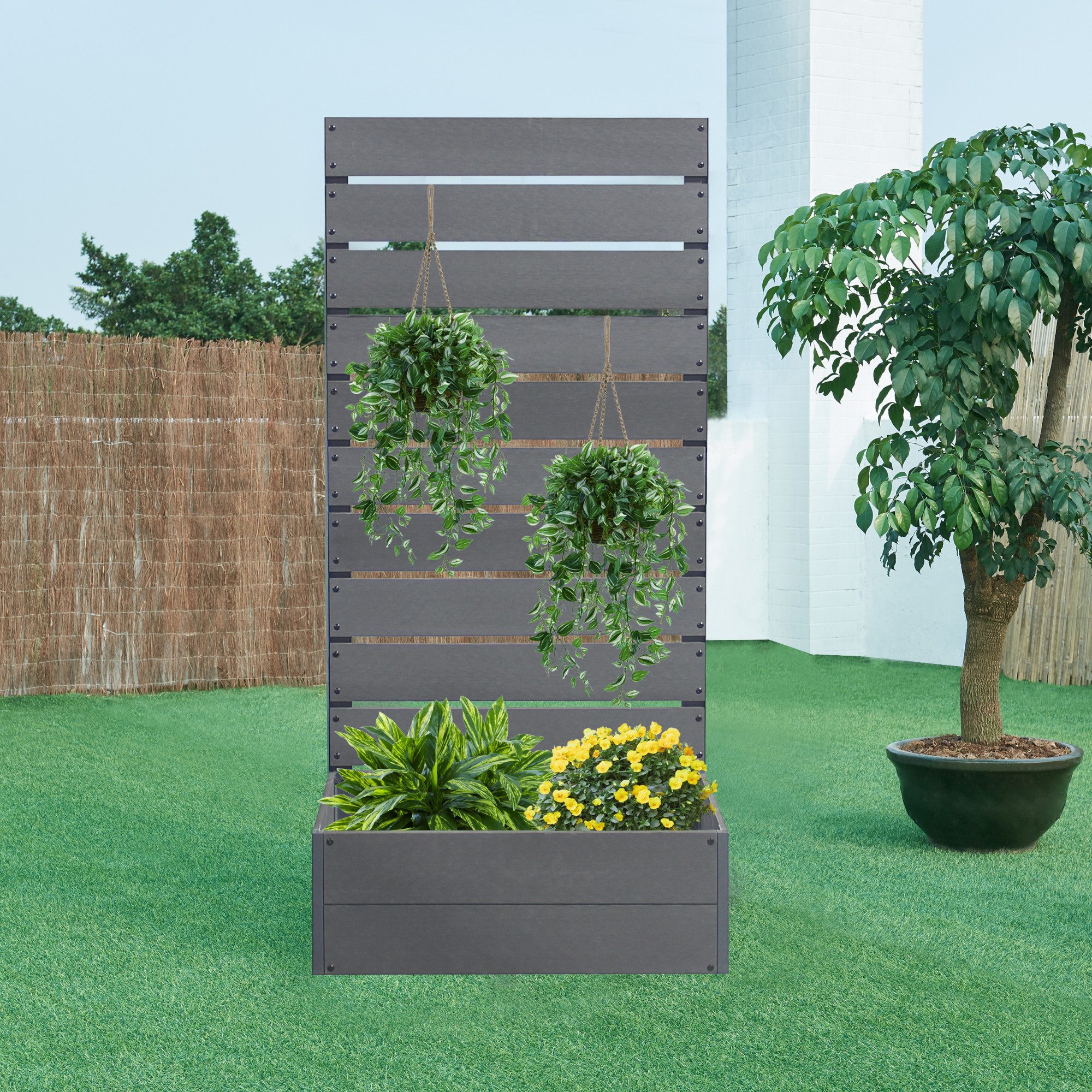 en.casa Blumenkasten, »Heerde« Pflanzkasten mit Sichtschutz 150 x 72 x 38 c günstig online kaufen