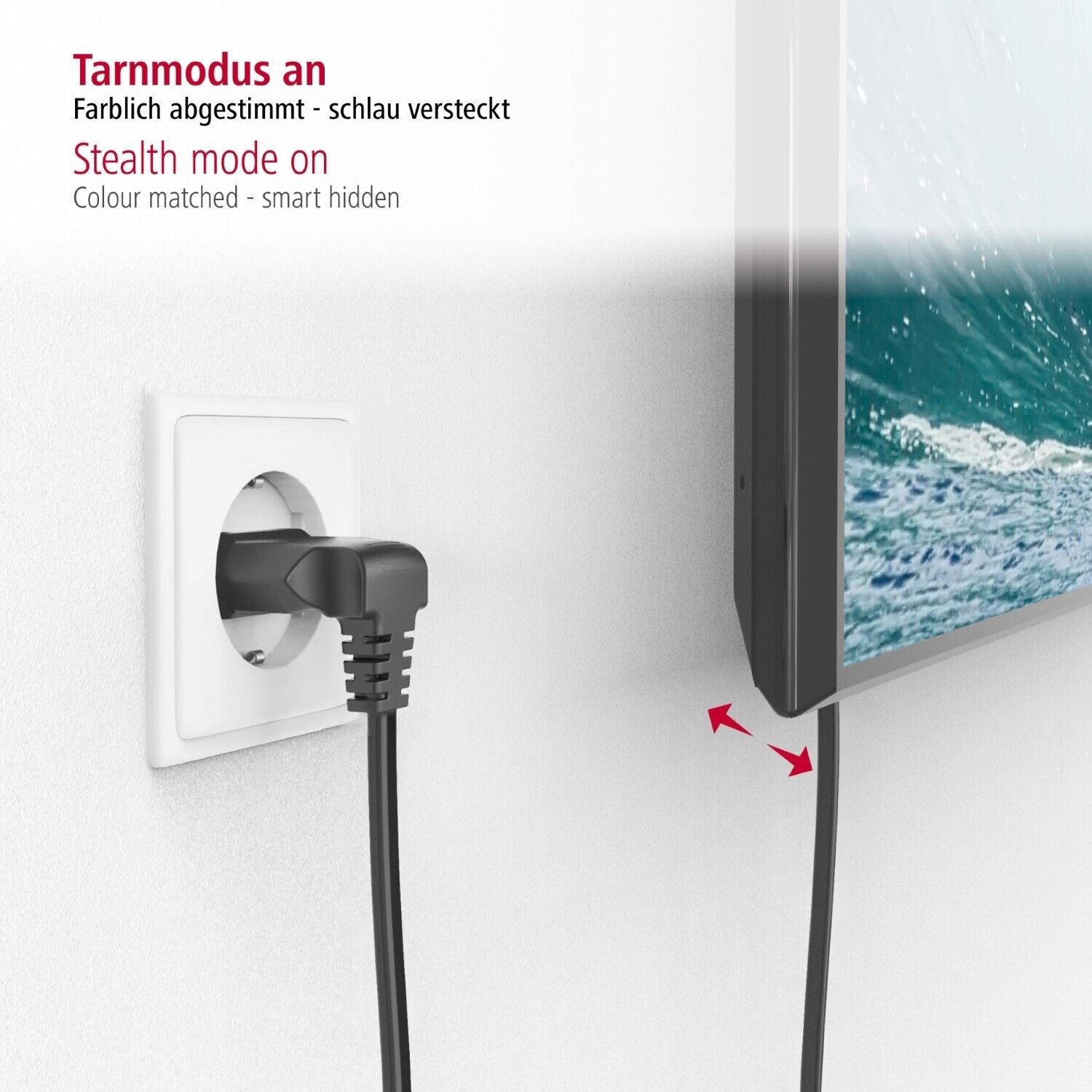 Hama 5m Euro-Stecker Netz-Kabel Strom-Kabel Schwarz Netzkabel, Euro-Stecker, 2-Pol.-Kupplung (500 cm), Dopplenut Geräte-Kupplung Typ C CEE 7/16 für Konsole TV Radio etc