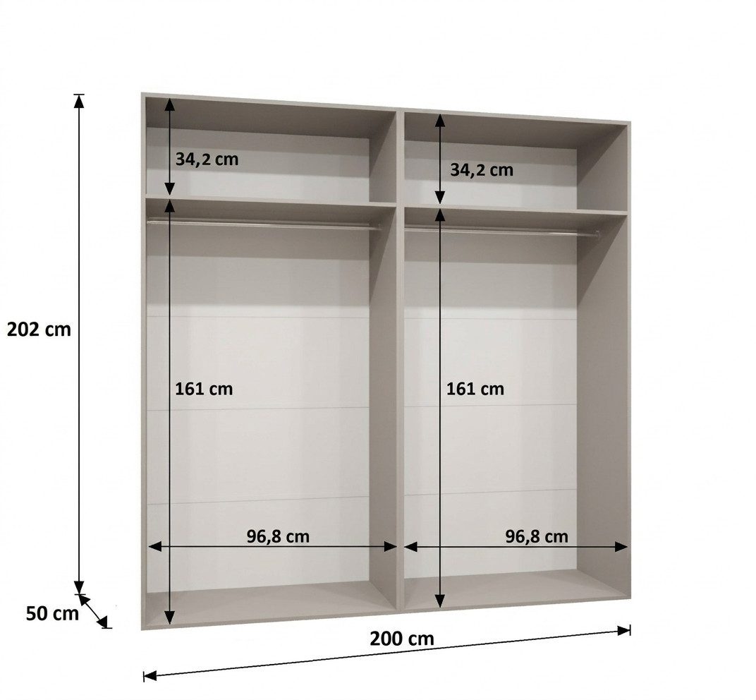 ABIKS MÖBEL Drehtürenschrank BARI 1 Schlafzimmerschrank mit Kleiderstange und Regalen Garderobenschrank Kleiderschrank in 5 verschieden Breiten und 4 Farben