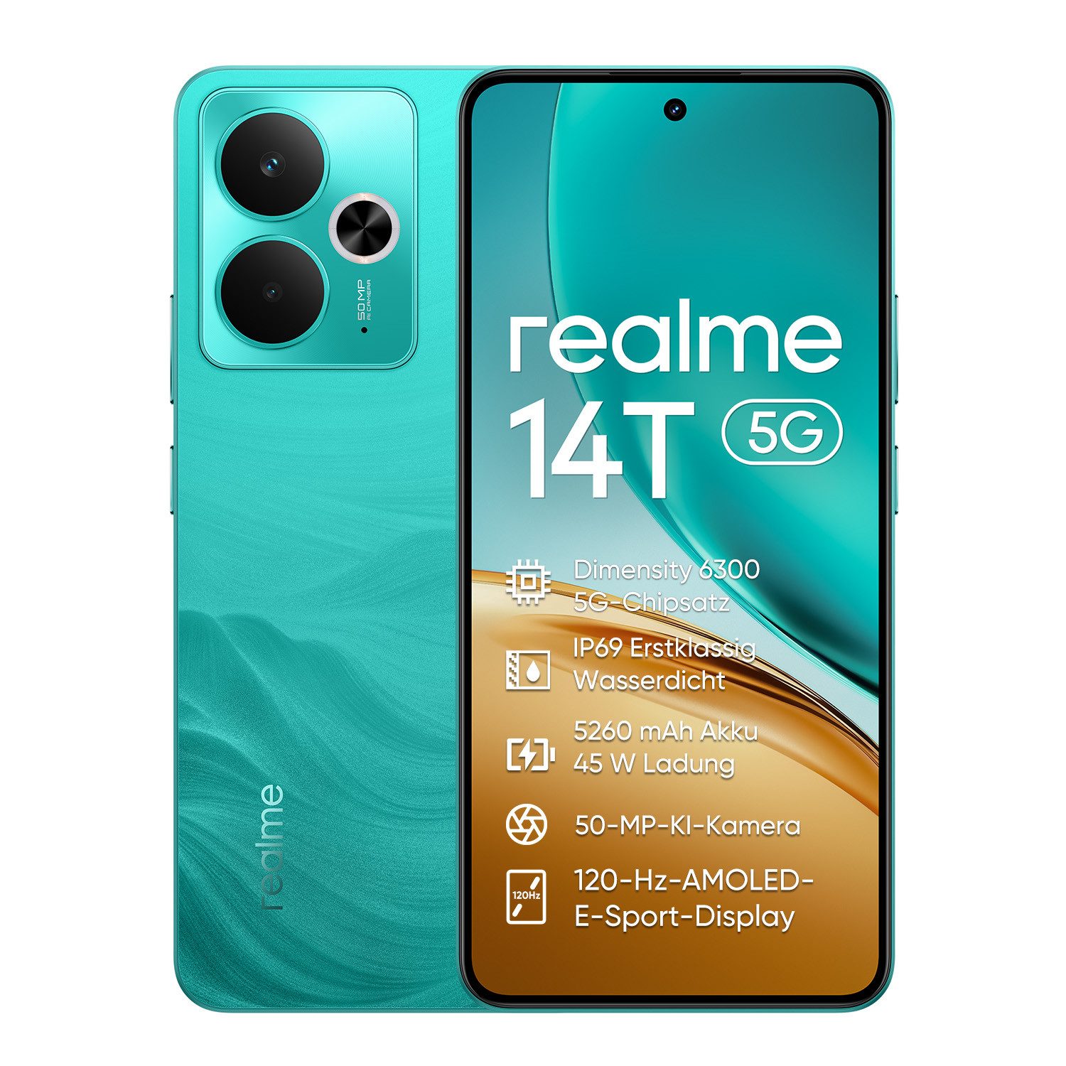 Realme 14T 5G 8+256GB, Dimensity 6300 Chip, NFC, IP69, Android handy Smartphone
